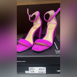 INC EUC size 7.5 Women's Pink Heeled Sandals thick heel straps